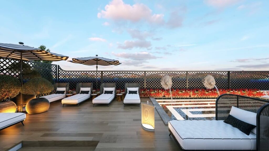 Render del exterior de la terraza del Hotel Claridge en Granada, España